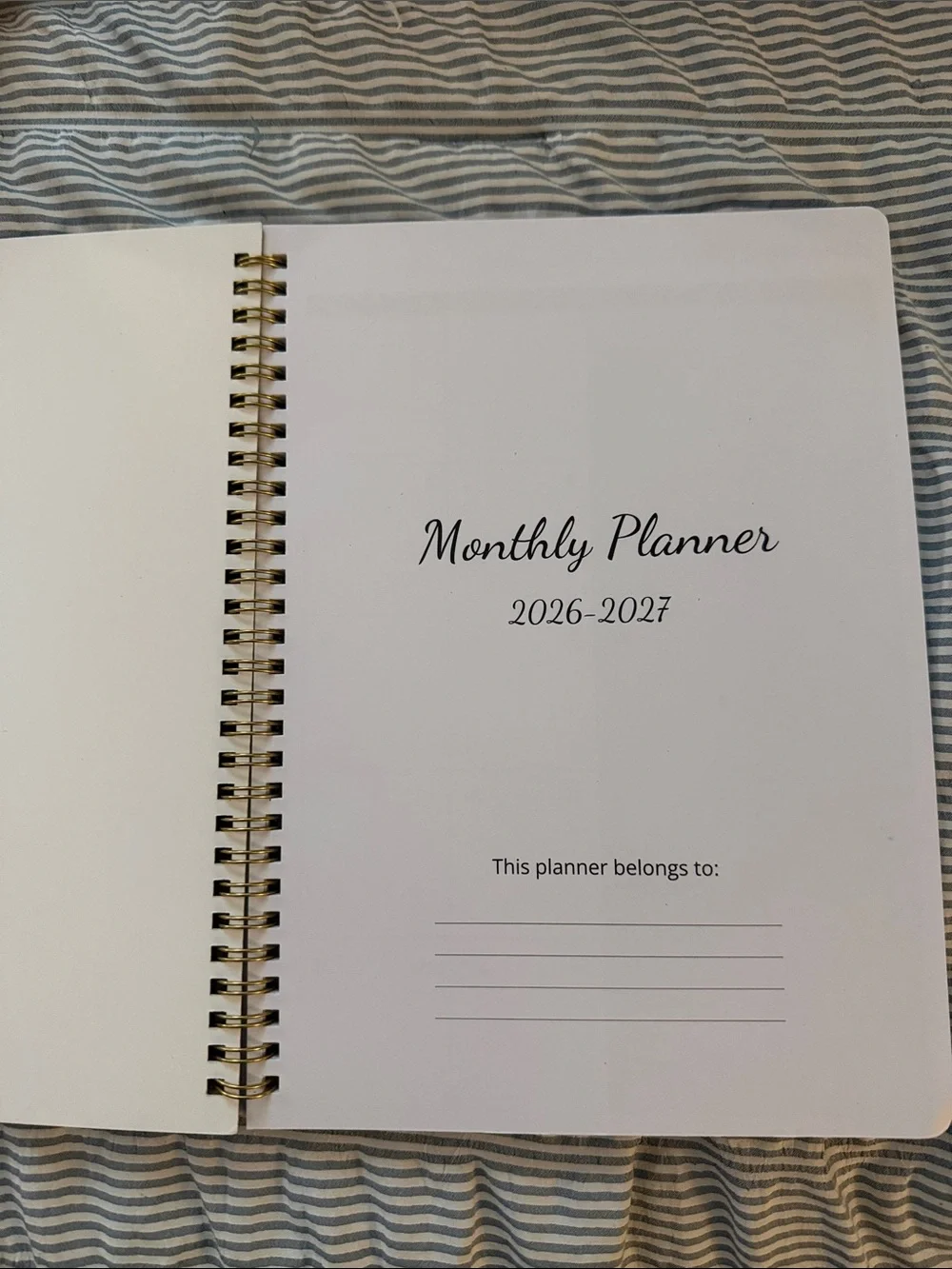 2026-2027 Floral Hummingbird Monthly Planner - Black Cover